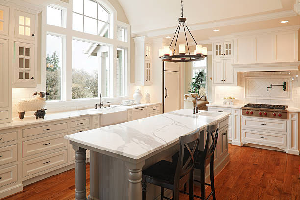 new luxury kitchen - aanrecht fotos stockfoto's en -beelden