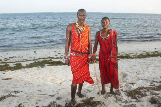 istock Two masai mara men in traditional dress 157534156