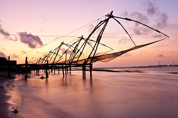 Chinese Fishing Nets at sunset, Fort Kochin, India.