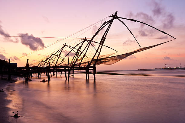 Kochi, India. Chinese fishing nets stock photo