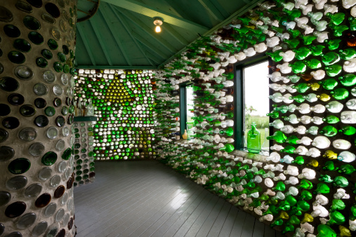 Alternative Building: House built from bottles.