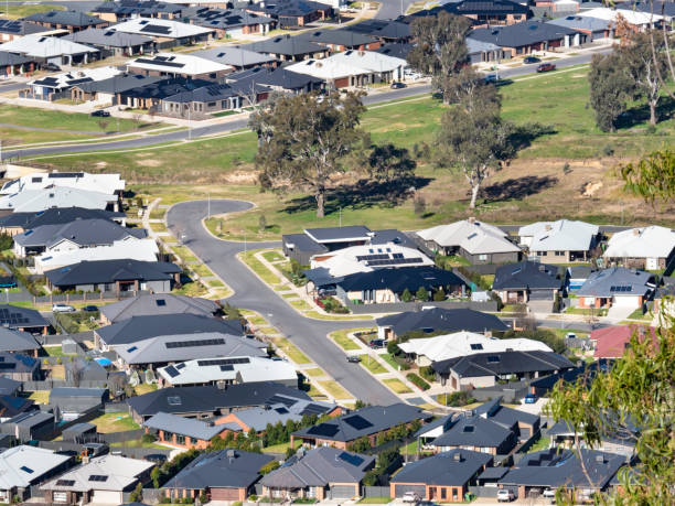 High angle view of new housing development