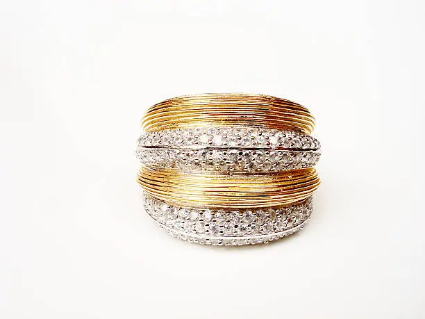 Massive gold plated ring with cubic zirconia