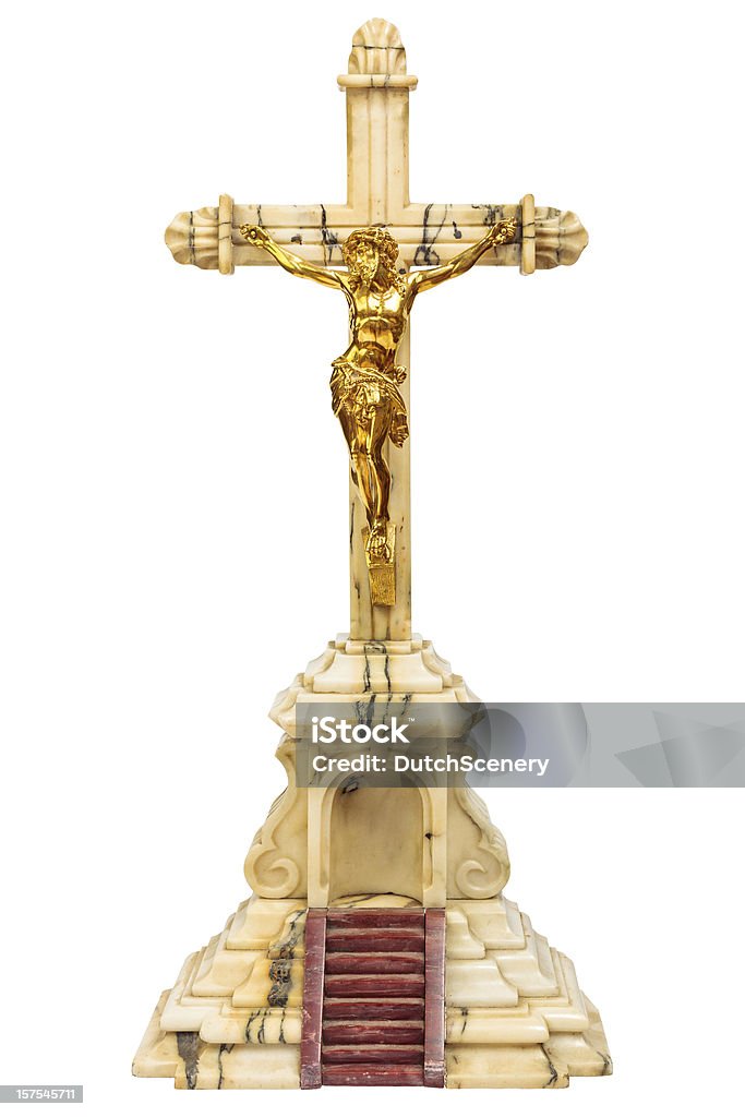 19 th Century crucifijo con golden jesús Figura - Foto de stock de Antigualla libre de derechos