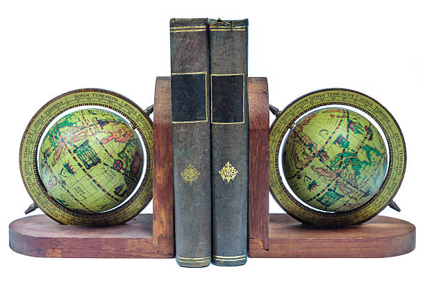istock Bookends with ancient books isolated on white 157545989