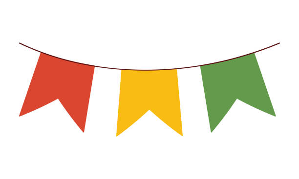 istock Beer Fest background. Red, green and yellow garlands isolated on white background 1575508504