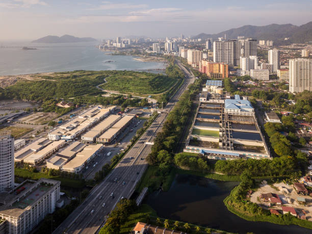 istock Aerial view of expressway during sunrise lighting 1575510659