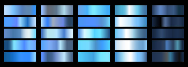 illustrations, cliparts, dessins animés et icônes de décor de fond dégradé métallique bleu. textures de gradation. - aspect métallique