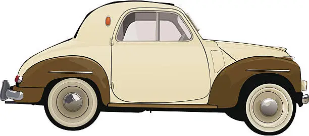 Vector illustration of Retro car. Fiat