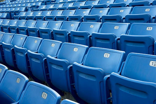Row after row of Blue stadium seats