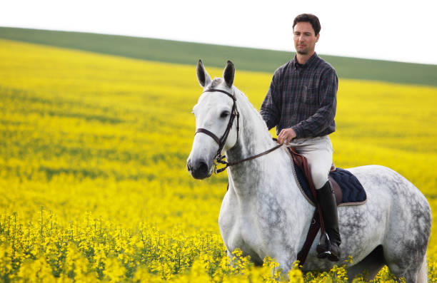istock Young rider in canola 157558170