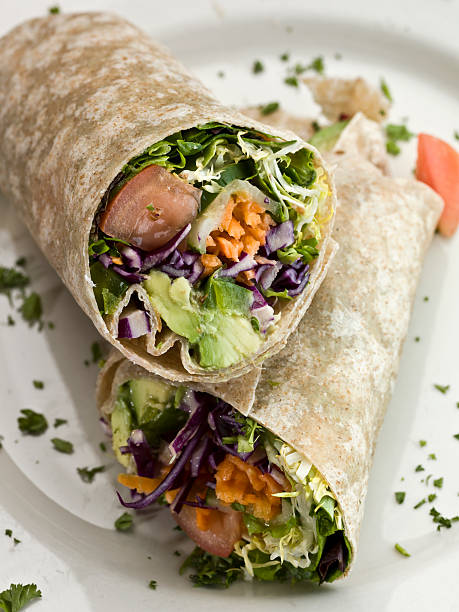 Organic Avocado and vegetables wrap sandwich