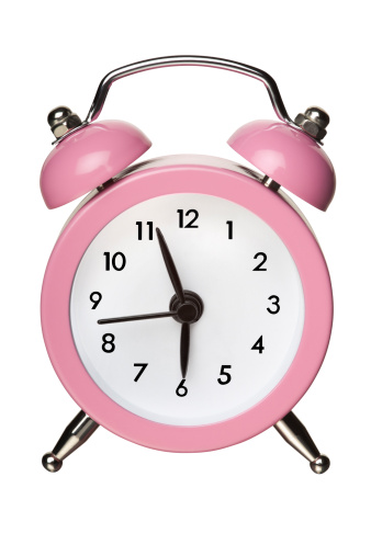 Pink Alarm Clock on White With Clipping Path. The clipping path makes it easy for you to place this clock into any image or layout. Also, I've constructed this file so you can easily make the clock just about any color simply by sliding the \