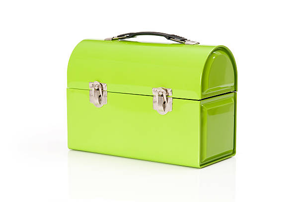 Metal Lunchbox Lime green metal lunch box shot on plexiglass. lunch box photos stock pictures, royalty-free photos & images