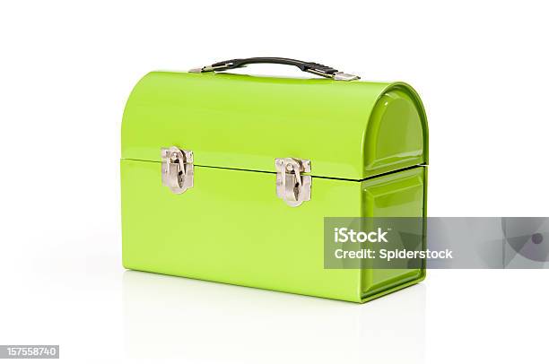 Metal Lunchbox - Fotografias de stock e mais imagens de Merendeira - Merendeira, Fundo Branco, Fechado