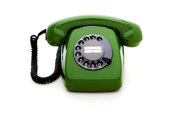Retro Green Rotary Phone, Studio Isolated stock photo