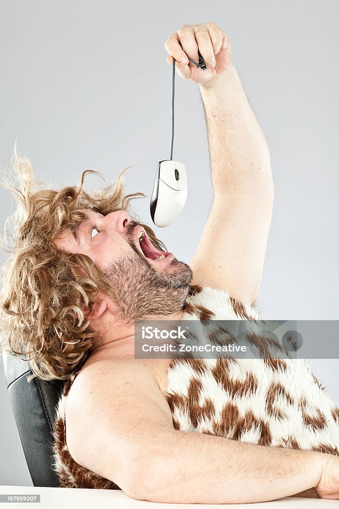 Hombre prehistórico con ratón - Foto de stock de Ordenador libre de derechos