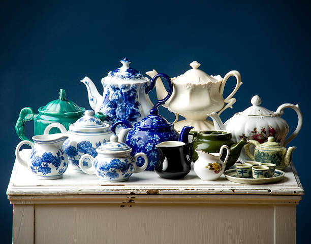 Antique Teapots stock photo