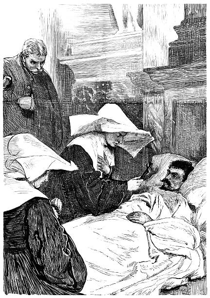 수녀 blessing 환자 중 siege of 파리 (1881 일러스트 - bad habit illustrations stock illustrations