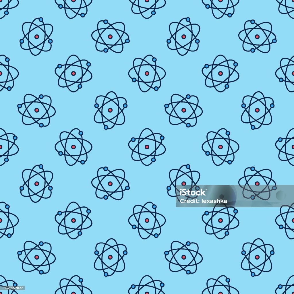 Atom Vector Molecule Concept Modern Blue Seamless Pattern Stock ...