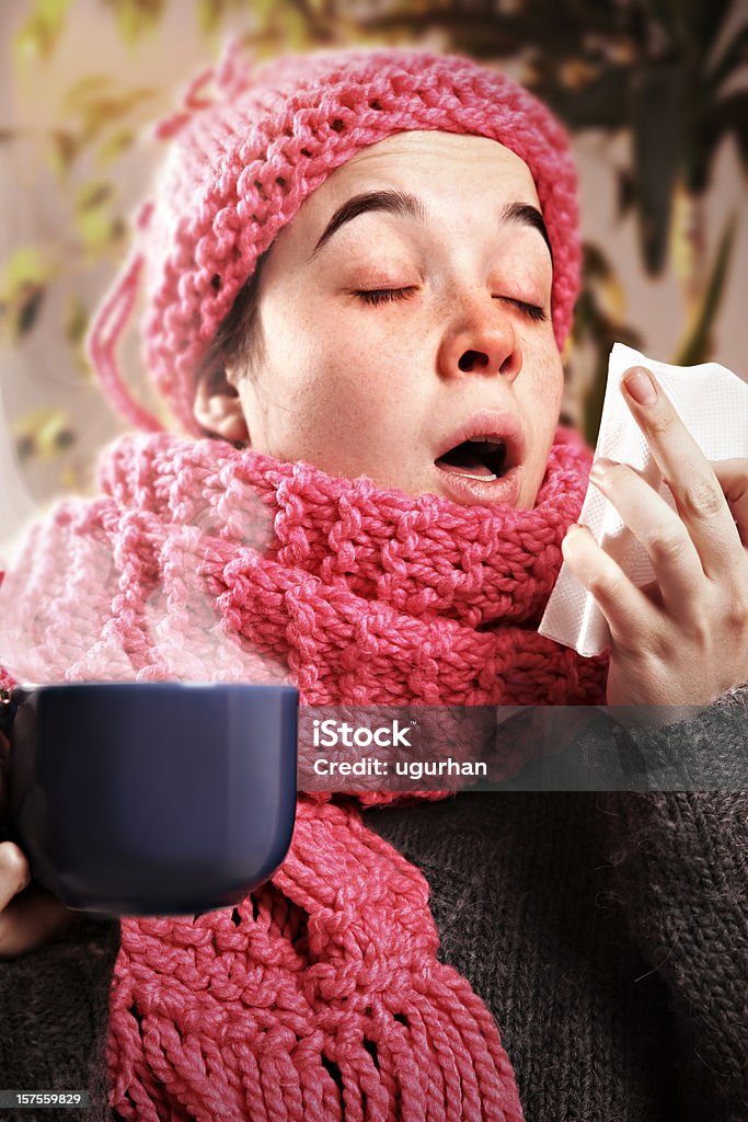 cold and flu  One Woman Only Stock Photo