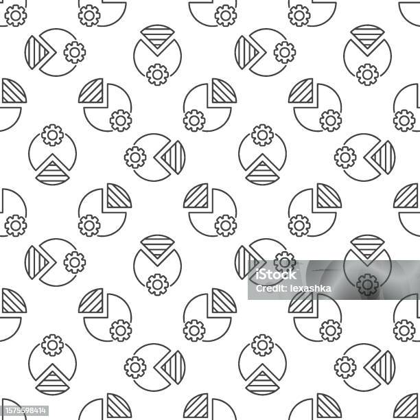 Line Stem Pattern Pie Chart With Gear Vector Stem Concept Line Seamless Pattern Stock ...