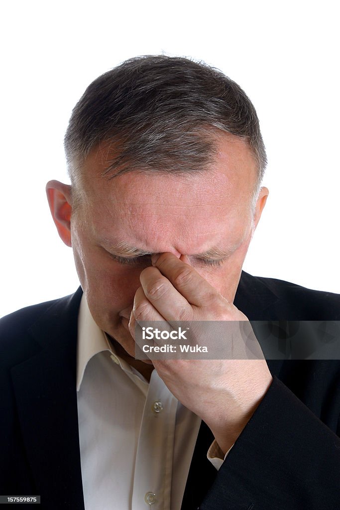 Mann mit einem Kopfschmerz - Lizenzfrei Anzug Stock-Foto