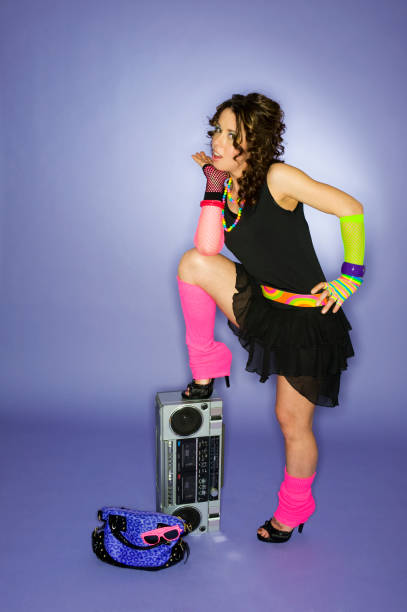 istock 80's Girl Standing by a Boom Box 157559979
