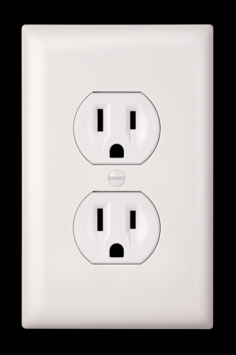 Perfect Standard Two Plug, Three Prong Grounded United States Electrical Outlet; Isolated on black, hand-made vector clipping path is included. The symbolism is direct and relevant to everything these days; so this is one that just about everybody might wanna keep on hand.