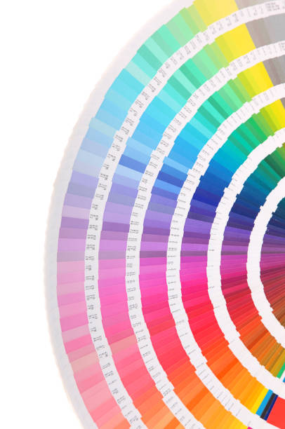 pantone swatch buchen-farbe karte - color swatch book printing press color image stock-fotos und bilder