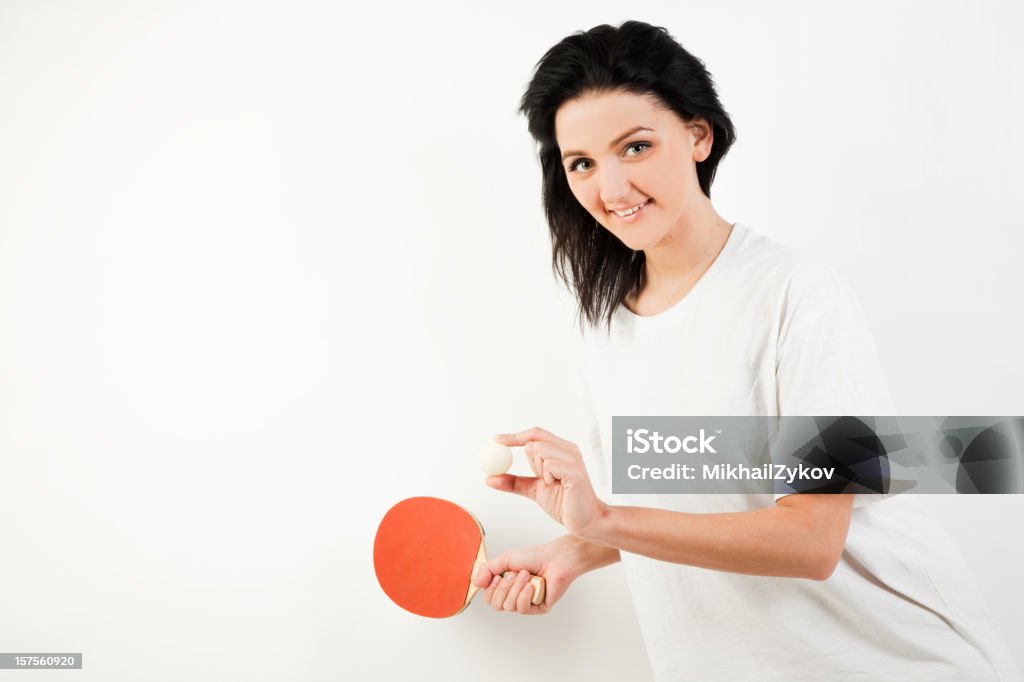 Frau Angebot zum Tischtennis spielen - Lizenzfrei Tischtennis Stock-Foto