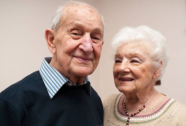 Senior octogenarian couple (in their eighties) stock photo