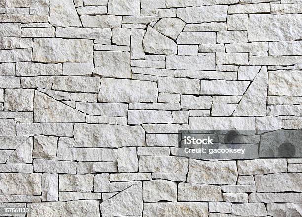 Limestone Wall Front View Many Blocks Stock Photo - Download Image Now - Stone Wall, Limestone, Textured