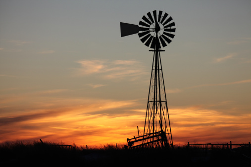 Windmill at sunset in the Karoo