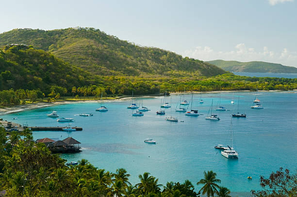 istock Anchoring ships in tropical bay 157561363