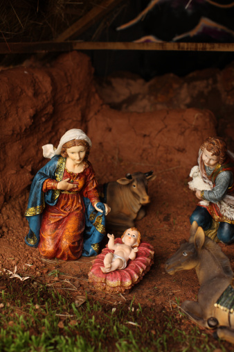 Xmas time Nativity Scene at the Panjim Church in Goa, India.