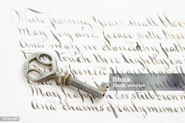 Handwritten Letter And Skeleton Key Stock Photo - Download Image Now - American Culture, Antique, Art And Craft