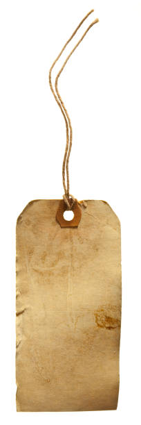 istock Old Grungy Weathered Cardboard Tag With Cotton String Attached 157561772