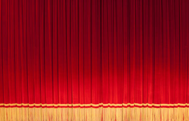 istock Red curtain in a classical Theatre 157561837