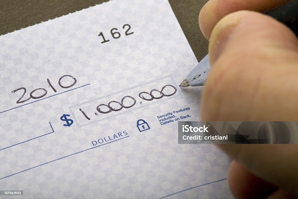 one million dollar check  Millionnaire Stock Photo