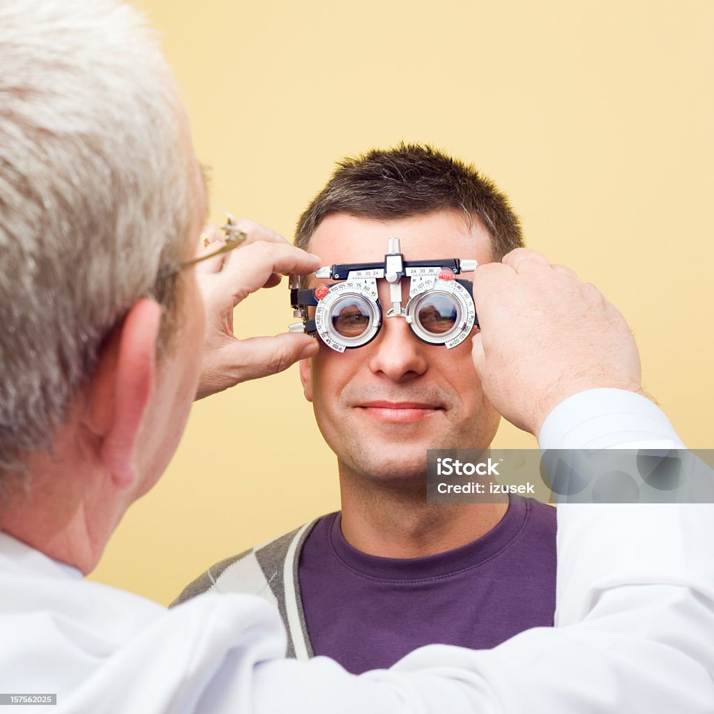 Optometrist Eye Exam Trial Frames  Eye Exam Stock Photo