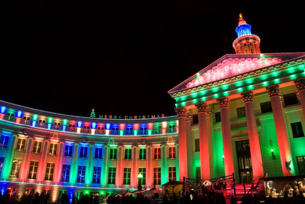 istock building decorated for Christmas 157562032