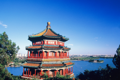 Traditional Chinese Architecture: Summer Palace and Beijing Skyline