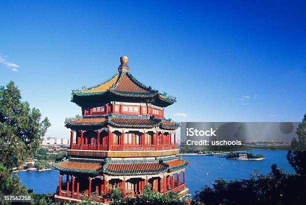 Summer Palace And Beijing Skyline Overlooking A Lake Stock Photo - Download Image Now