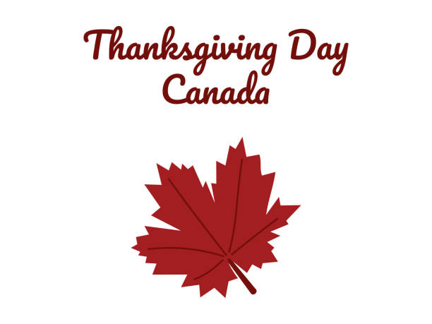 illustrazioni stock, clip art, cartoni animati e icone di tendenza di buon giorno del ringraziamento canada. banner con foglia d'acero rosso su sfondo bianco. illustrazione piatta. - thanksgiving maple leaf abstract autumn