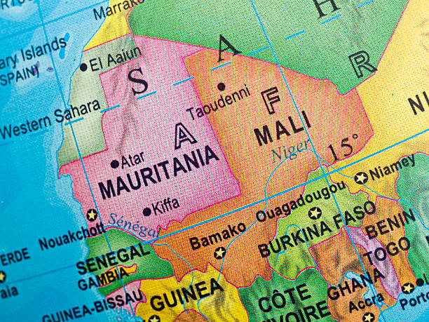 Mauritania-Mali Map  western sahara stock pictures, royalty-free photos & images
