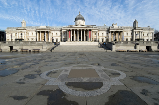 London, UK - April 2018: National Gallery on Trafalgar square in London