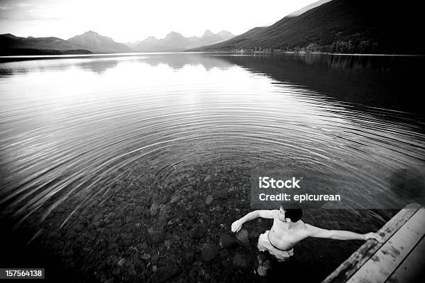 Swimming Alone In A Pristine Mountain Lake Montana Stock Photo - Download Image Now