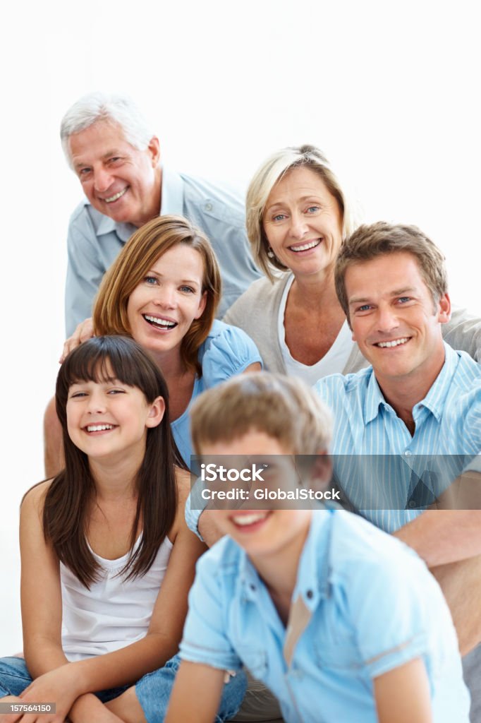 Multi generational Familie Lächeln zusammen - Lizenzfrei 10-11 Jahre Stock-Foto