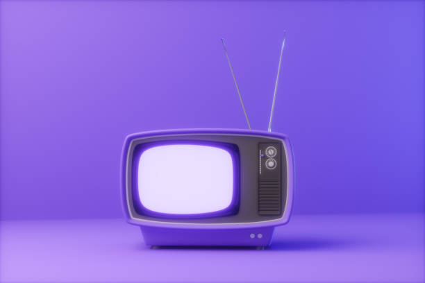 istock Front View Of Retro Old Television On Purple Background 1575643286